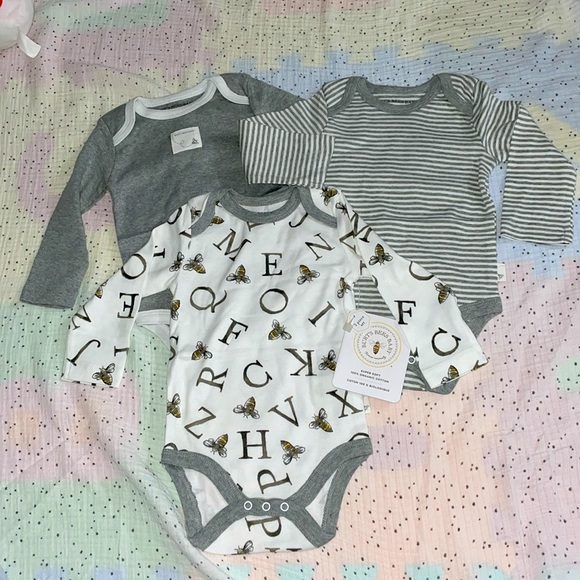 Burt's Bees Baby Other - NWT 3 Pack Burt’s Bees Baby 3-6 Mo A-Bee-C Long Sleeve Organic Cotton Bodysuits